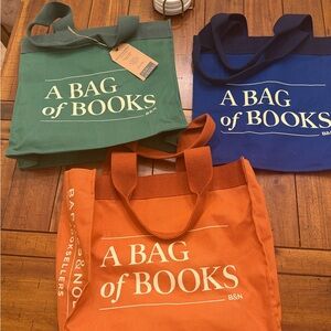 Barnes & Noble Green, Blue, and Orange Tote Bags